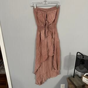 Mustard Seed Dusty Pink Strapless Asymmetrical Dress Size Small Cotton Bamboo